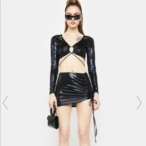 Dollskill ruched pleather skirt